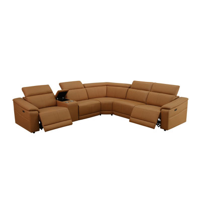 6 - Piece Faux Leather Power Reclining Sectional With Console by Latitude Run
