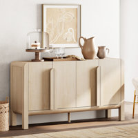 Adora Mid-Century 63" Wood Sideboard Buffet Cabinet With Storage, Modern Credenza With Doors And Adjustable Shelves For Kitchen Living Room, Dining Ro by Ebern Designs