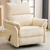 Oversized Recliner Chair, 26" Extra Wide 360° Swivel Rocker Recliner With Adjustable Headrest, Chenille Glider Rocking Nursery Chair With Overstuffed