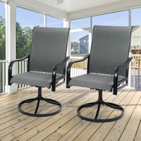 Patio Swivel Dining Chairs Set Of 2 Swivel Outdoor Chairs High Back Breathable Textilene by Lark Manor