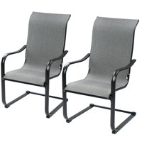 C-Spring Patio Chairs Set Of 2 High Back Dining Chairs Breathable Textilene by Ivy Bronx