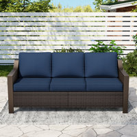 Rattan 75“Armrest Couch Sofa by Winston Porter