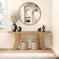 70.9-Inch Wood Console Table For Entryway Living Room, Farmhouse Extra Long Sofa Tables For Hallway Couch Foyer Entrance, Natural Brown by Millwood Pines