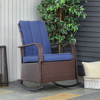 Wicker Outdoor Rocking Recliner With Adjustable Backrest And Footrest, Perfect For Garden, Patio, And Porch Relaxation by Red Barrel Studio
