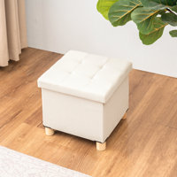 Folding Storage Ottoman With Tray Top And Wooden Legs by Ebern Designs