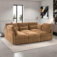 Modern Sectional Sofa With A Movable Ottoman, 2 Usb Ports And A Phone Holder by Latitude Run