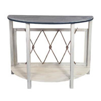 Cottage/Weathered Navy Rounded Sofa Table with Rope Accent by Breakwater Bay