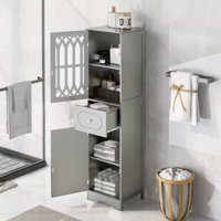 Tall Bathroom Cabinet, Freestanding Storage Cabinet With Drawer And Doors, MDF Board, Acrylic Door, Adjustable Shelf by Winston Porter