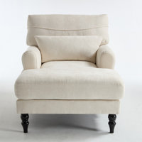 Modern Chenille Chaise Lounge Chair with Lumbar Pillow by Latitude Run