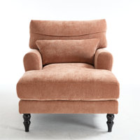 Modern Chenille Chaise Lounge Chair with Lumbar Pillow by Latitude Run