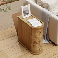 Farmhouse Burl Finish 3-Drawer Wood  End Table With Back Storage Space by Millwood Pines