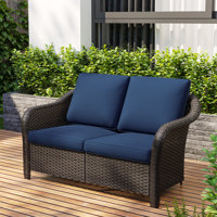 Outdoor Patio Wicker Loveseat With Cushions by Winston Porter