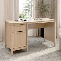 54W Fluted Office Desk With Storage, Home Office Furniture by Lark Manor