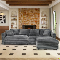Gus 102.4"W 3-Piece 4 Seaters Convertible LAF RAF Corduroy Sectional by Wade Logan