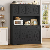 Frostia 70.9" X 55.1" Kitchen Pantry Cabinet With Microwave Shelf, Wood Storage Kitchen Hutch Cabinet With Adjustable Shelves by Gracie Oaks