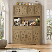 Frostia 70.9" X 55.1" Kitchen Pantry Cabinet With Microwave Shelf, Wood Storage Kitchen Hutch Cabinet With Adjustable Shelves by Gracie Oaks