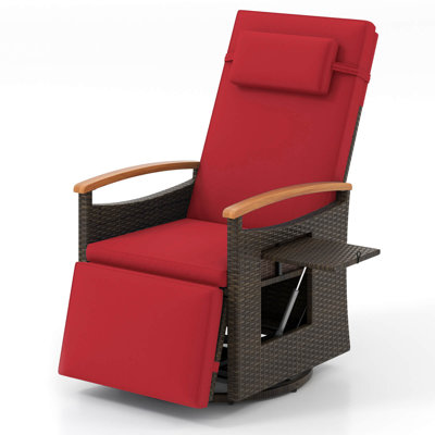 Outdoor 360° Swivel Rattan Recliner Chair Patio Wicker Chaise Lounge Chair by Ebern Designs