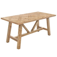 American Rustic Rectangular Pine 63" Solid Wood Dining Table For 4-6 People For Kitchen, Dining Room by Ophelia & Co.