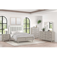 Haak 5-piece Bedroom Set With Touch Led Lighting, Gray Oak Finish by Wrought Studio