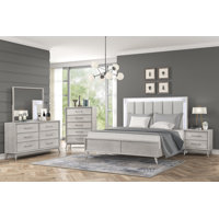 Haak 5-piece Bedroom Set With Touch Led Lighting, Gray Oak Finish by Wrought Studio