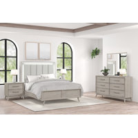 Haak 5-piece Bedroom Set With Touch Led Lighting, Gray Oak Finish by Wrought Studio