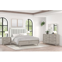 Haak 5-piece Bedroom Set With Touch Led Lighting, Gray Oak Finish by Wrought Studio