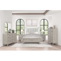 Roundhill Haak Bedroom Set With Touch Led Lighting, Gray Oak Finish, by Wrought Studio