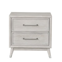 Roundhill Haak 2-drawer Bedroom Nightstand With Built-in Usb Port, Gray Oak Finish by Wrought Studio