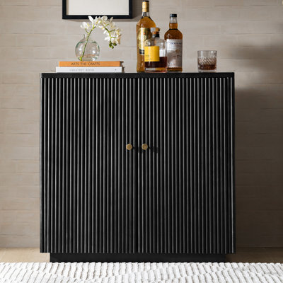 Martha Modern 32.6"W 2 Door Solid Wood Fluted Accent Cabinet by Ebern Designs