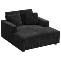 53” Corduroy Chaise Lounge Indoor, Modern Sleeper Couch Chair With 2 Pillows For Small Space Apartment Bedroom by Mercer41