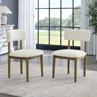 Blaisdell Set Of 2 Walnut Oak Dining Side Chairs With Beige Sherpa Fabric by Winston Porter