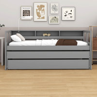 Multiple Twin XL Daybed  With 2 Trundles And 3 Storage Cubbies, Solid Wood Daybed Frame With A Light For Free And USB Charging Design, Space Saving De by Latitude Run