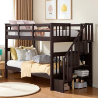 Wood Bunk Bed With Storage Staircase by Latitude Run