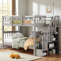Wood Bunk Bed With Storage Staircase by Latitude Run