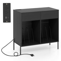 Large Record Player Stand with Charging Station Storage Compartments & 2 Drawers by Ebern Designs
