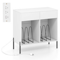 Large Record Player Stand with Charging Station Storage Compartments & 2 Drawers by Ebern Designs