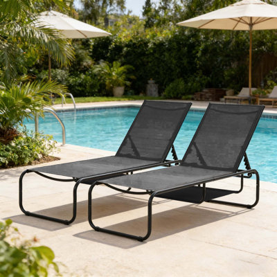 Outdoor 67" Metal Chaise Lounge(Set Of 2) by Ebern Designs