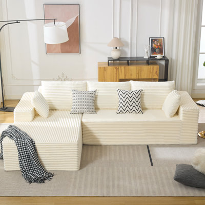 2 - Piece 110" No Assembly Required Upholstered L - Shape Sectional with Convertible Chaise by Mercer41
