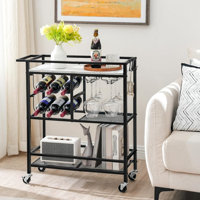 3-Tier Rolling Bar Cart for Home with Handle by Mercer41