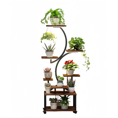 61" Tall S-Shaped Indoor Plant Stand With Grow Lights by George Oliver