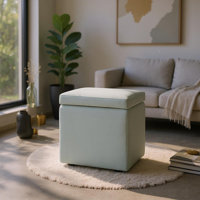 Storage Ottoman in Cotton Linen & Corduroy Options, 16.5"x16.5"x17.3", 18.7lbs - Footrest & Seat by Ebern Designs
