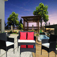 Outdoor Seat 4 Pc - Cushioned Relaxing Patio Delightful Spot by Fleur De Lis Living