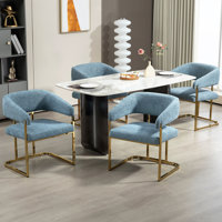 Modern Gold Metal Frame Upholstered Armchair Dining chair by Everly Quinn