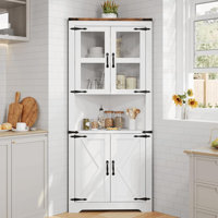 Tall Corner Cabinet, Farmhouse Corner Storage Cabinet With Glass Door & Adjustable Shelves, Space Saving Storage For Living Room, Kitchen, Bathroom by Gracie Oaks