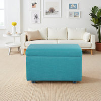 24.8Inch Upholstered Fabric Storage Ottoman Bench – Compact Flip-Top Seat & Hidden Storage For Entryway, Bedroom, Or Living Room by Ebern Designs
