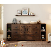 Laziza Modern Farmhouse Wooden Dresser Combo With 6 Drawers And Open Storage Shelves For Kids by Gracie Oaks