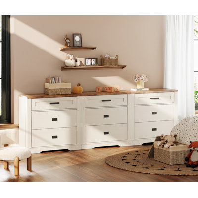 Glenford 78.7" Wide Modern Farmhouse Wooden Dresser Combo With 9 Drawers For Teenagers by Winston Porter