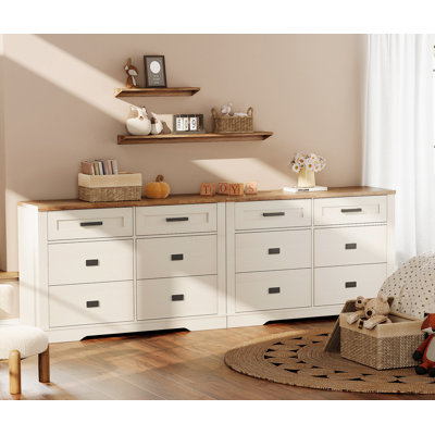 Glenford 94.5" Wide Large Modern Farmhouse Wooden 6-Drawer Dresser Set Of 2 For Teenagers by Winston Porter