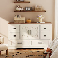 Laziza Modern Farmhouse Wooden Dresser With Adjustable-Shelf-Cabinet And 6 Drawers For Kids by Gracie Oaks