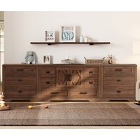 Laziza Modern Farmhouse Wooden Dresser Combo With 12 Drawers And Ajustable-Shelf-Cabinet For Kids by Gracie Oaks